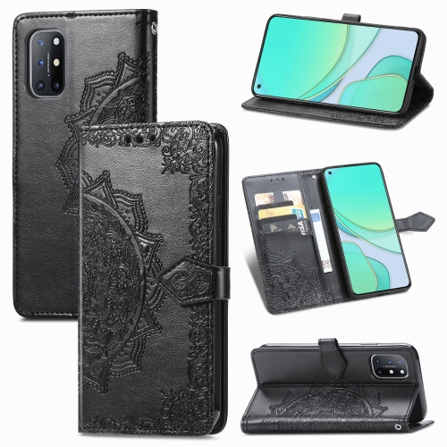 

For OnePlus 8T Mandala Flower Embossed Horizontal Flip Leather Case with Bracket / Card Slot / Wallet / Lanyard(Black)