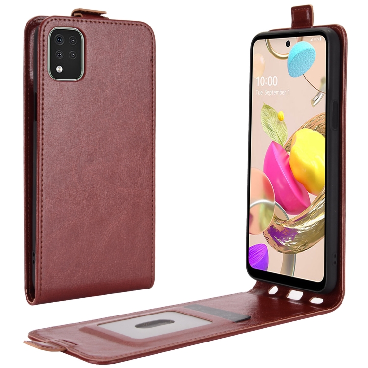 

For LG K42 R64 Texture Single Vertical Flip Leather Protective Case with Card Slots & Photo Frame(Brown)