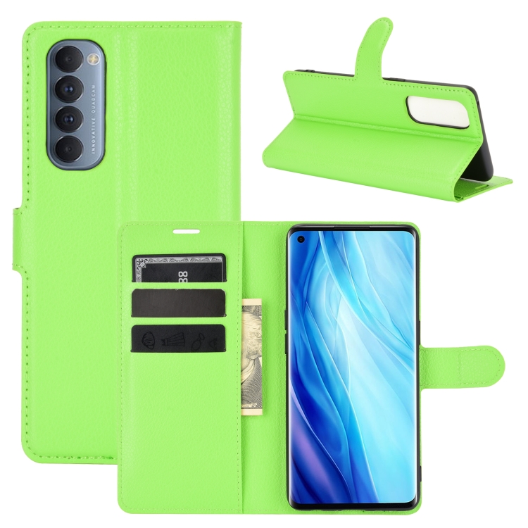 

For OPPO Reno4 Pro 4G Litchi Texture Horizontal Flip Protective Case with Holder & Card Slots & Wallet(Green)