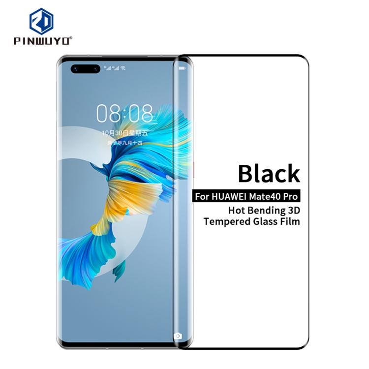 

For Huawei Mate40 Pro PINWUYO 9H 3D Hot Bending Tempered Glass Film(Black)