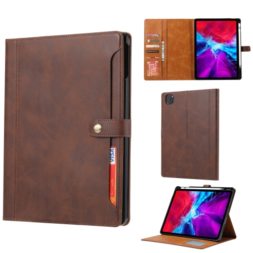 

Calf Texture Double Fold Clasp Horizontal Flip Leather Case with Photo Frame & Holder & Card Slots & Wallet For iPad Air (2020) 10.9(Coffee)