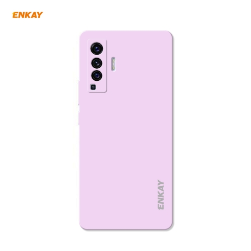 

For vivo X50 Hat-Prince ENKAY ENK-PC074 Liquid Silicone Straight Edge Shockproof Protective Case(Purple)