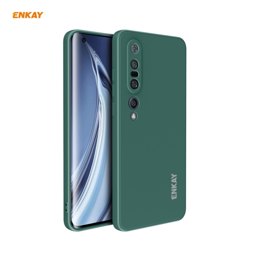 

For Xiaomi Mi 10 Pro 5G Hat-Prince ENKAY ENK-PC076 Liquid Silicone Straight Edge Shockproof Protective Case(Dark Green)