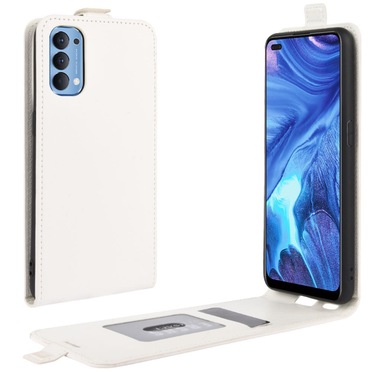

For OPPO Reno4 4G R64 Texture Single Vertical Flip Leather Protective Case with Card Slots & Photo Frame(White)