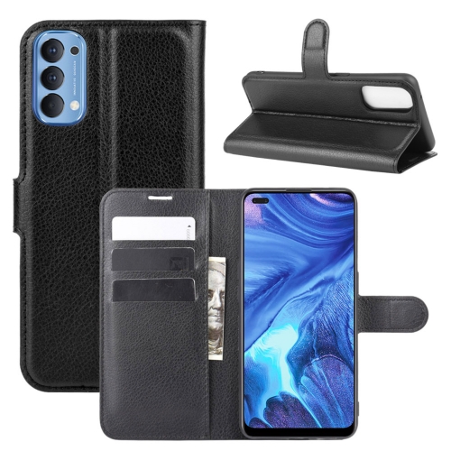 

For OPPO Reno4 4G Litchi Texture Horizontal Flip Protective Case with Holder & Card Slots & Wallet(Black)