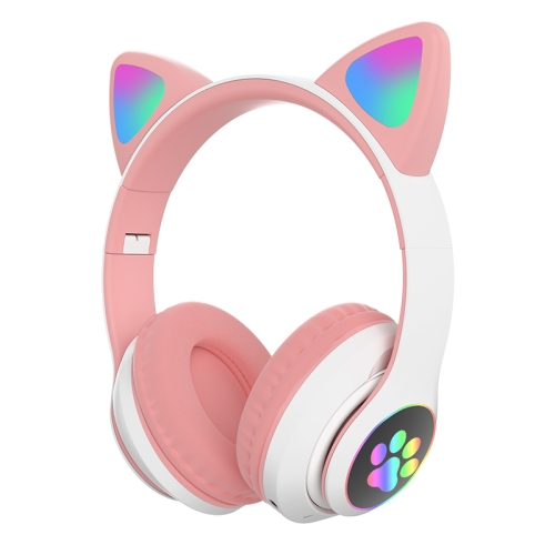 

T&G TN-28 3.5mm Bluetooth 5.0 Dual Connection RGB Cat Ear Bass Stereo Noise-cancelling Headphones Support TF Card With Mic(Pink)
