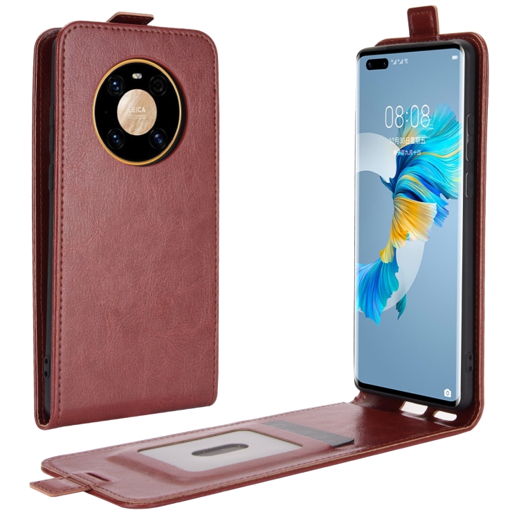 

For Huawei Mate 40 Pro R64 Texture Single Vertical Flip Leather Protective Case with Card Slots & Photo Frame(Brown)