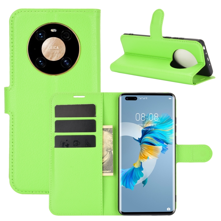 

For Huawei Mate 40 Pro Litchi Texture Horizontal Flip Protective Case with Holder & Card Slots & Wallet(Green)
