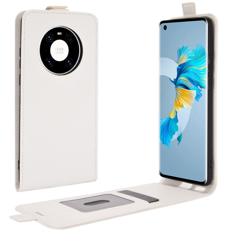

For Huawei Mate 40 R64 Texture Single Vertical Flip Leather Protective Case with Card Slots & Photo Frame(White)