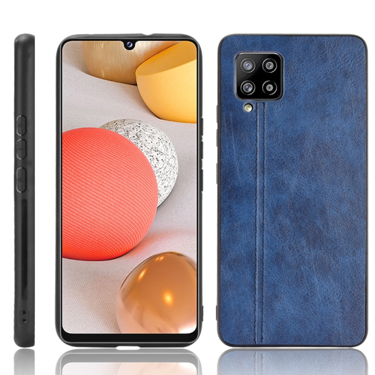 

For Samsung Galaxy A42 5G Shockproof Sewing Cow Pattern Skin PC + PU + TPU Case(Blue)