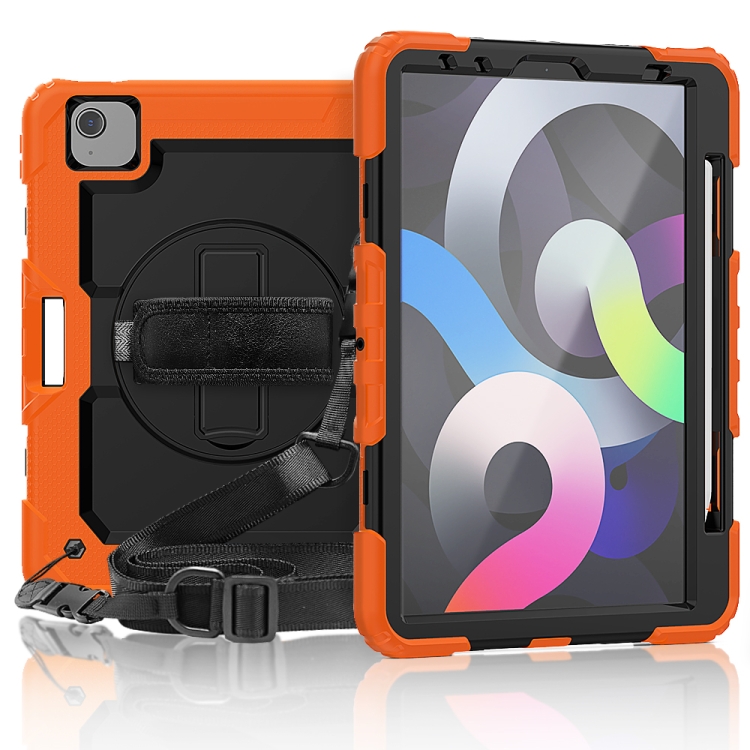 

For iPad Air 2020 10.9 Shockproof Black Silica Gel + Colorful PC Protective Case(Orange)