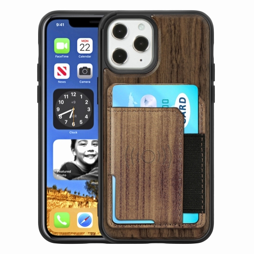 

Wood Grain PU+TPU Protective Case with Card Slot For iPhone Pro Max(Walnut)