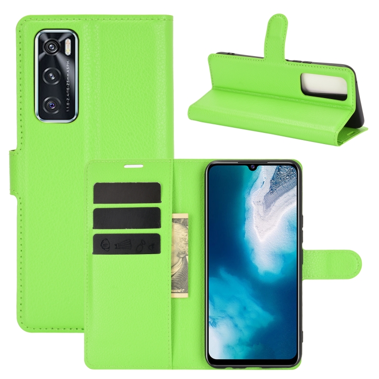 

For VIVO V20SE Litchi Texture Horizontal Flip Protective Case with Holder & Card Slots & Wallet(Green)