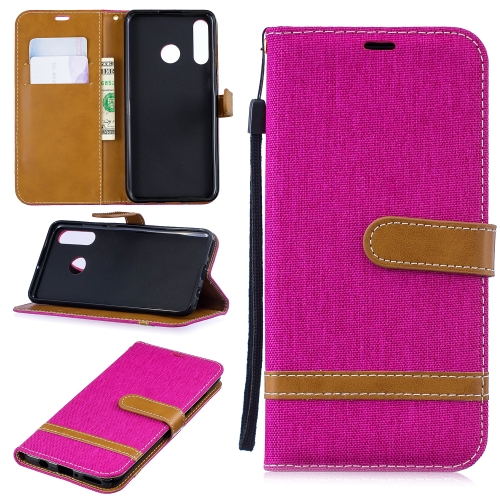 

Color Matching Denim Texture Leather Case for Xiaomi Redmi 7, with Holder & Card Slots & Wallet & Lanyard(Rose Red)