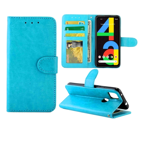 

For Goolgle Pixel 4a (4G) Crazy Horse Texture Leather Horizontal Flip Protective Case with Holder & Card Slots & Wallet & Photo Frame(Baby Blue)