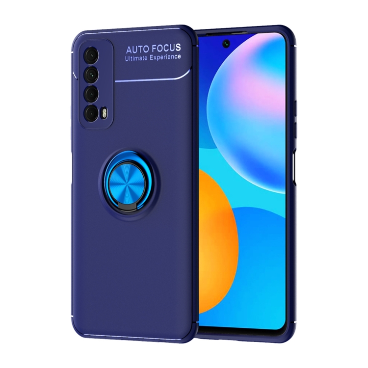

For Huawei P smart 2021 Metal Ring Holder 360 Degree Rotating TPU Case(Blue+Blue)