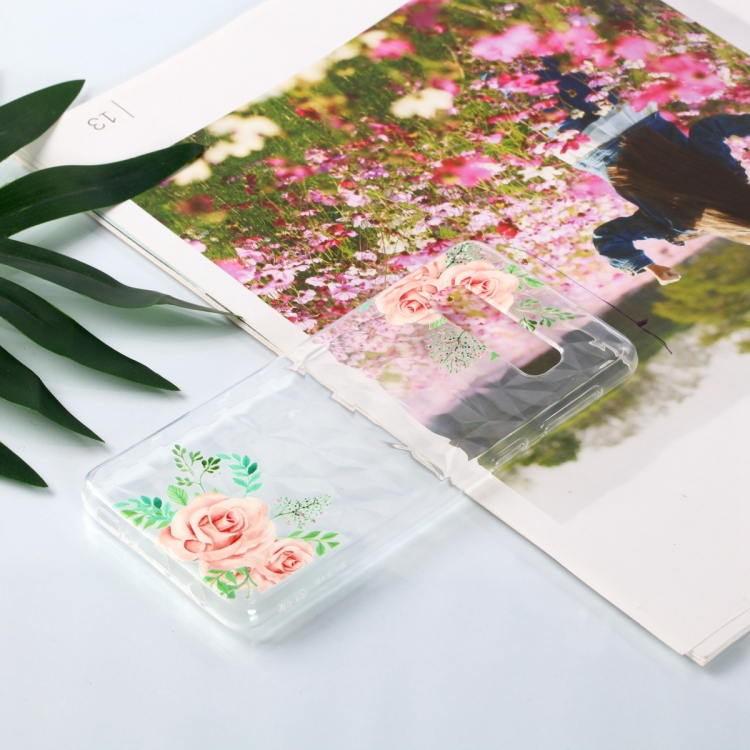 

Samsung Galaxy S10 Diamond Pattern, Painted TPU Protective Case(Green Leaf Flower Pattern)