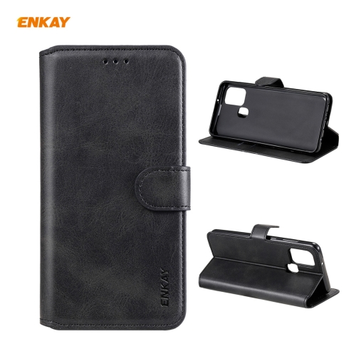 

For Samsung Galaxy A21s ENKAY Hat-Prince ENK-PUC028 Horizontal Flip PU Leather Case with Holder & Card Slots & Wallet(Black)