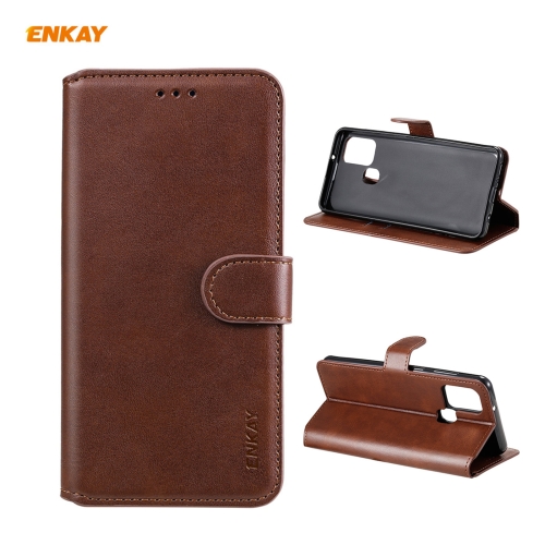 

For Samsung Galaxy A21s ENKAY Hat-Prince ENK-PUC028 Horizontal Flip PU Leather Case with Holder & Card Slots & Wallet(Brown)