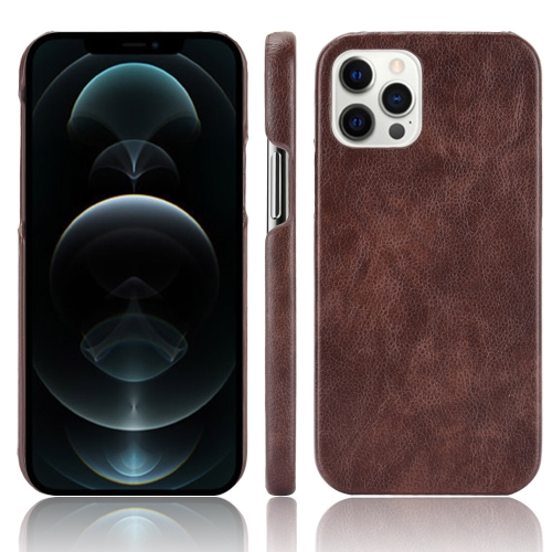 

For iPhone 12 / 12 Pro Shockproof Litchi Texture PC + PU Case(Brown)