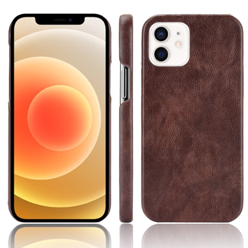 

For iPhone 12 mini Shockproof Litchi Texture PC + PU Case(Braown)
