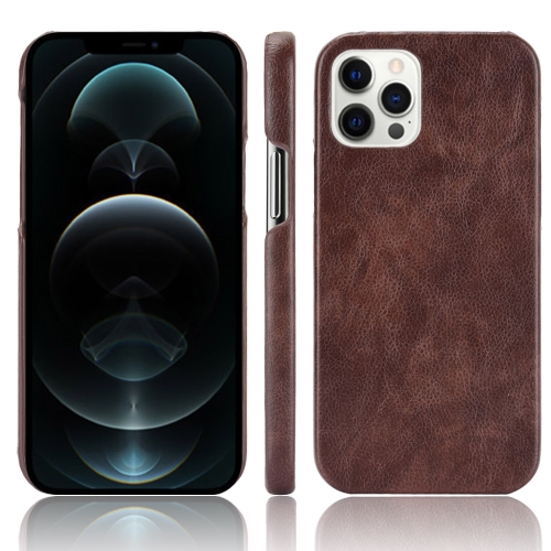

For iPhone 12 Pro Max Shockproof Litchi Texture PC + PU Case(Brown)