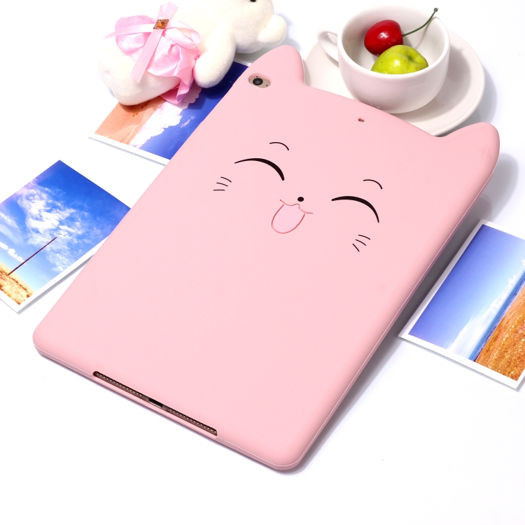 

Happy Cat Design Silicone Case for iPad 9.7 (2018) / iPad 9.7 (2017) & Pro 9.7 inch & Air 2 & Air (Pink)