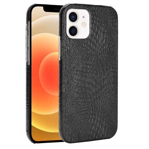 

For iPhone 12 mini Shockproof Crocodile Texture PC + PU Case(Black)