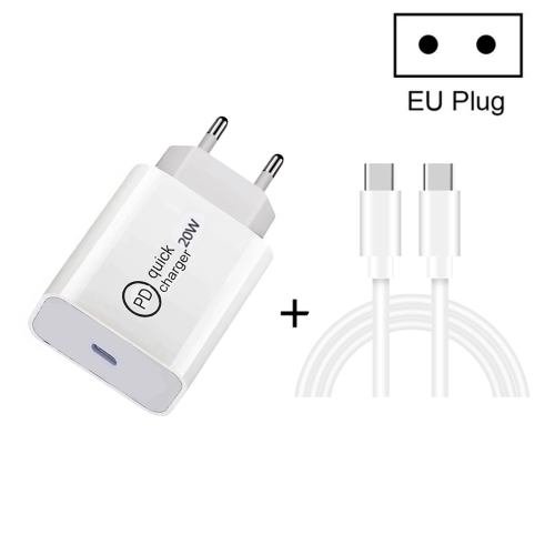 

SDC-20W 2 in 1 PD 20W USB-C / Type-C Travel Charger + 3A PD 3.0 USB-C / Type-C to USB-C / Type-C Fast Charge Data Cable Set, Cable Length: 1m, EU Plug