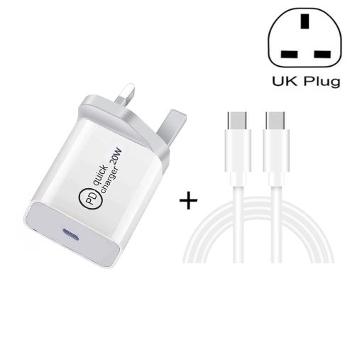 

SDC-20W 2 in 1 PD 20W USB-C / Type-C Travel Charger + 3A PD 3.0 USB-C / Type-C to USB-C / Type-C Fast Charge Data Cable Set, Cable Length: 1m, UK Plug