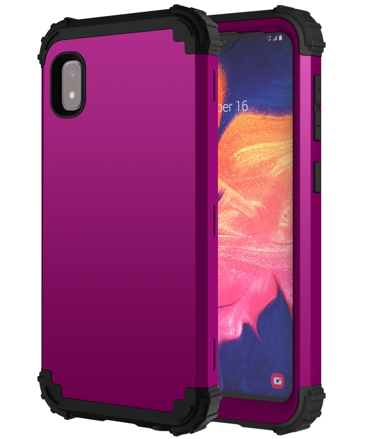 

For Samsung Galaxy A10e PC + Silicone Three-piece Shockproof Protection Case(Purple)
