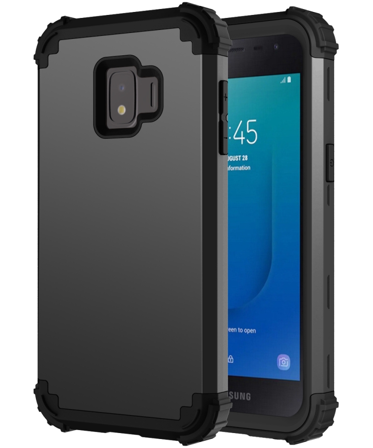 

For Samsung Galaxy J2 Core PC + Silicone Three-piece Shockproof Protection Case(Black)