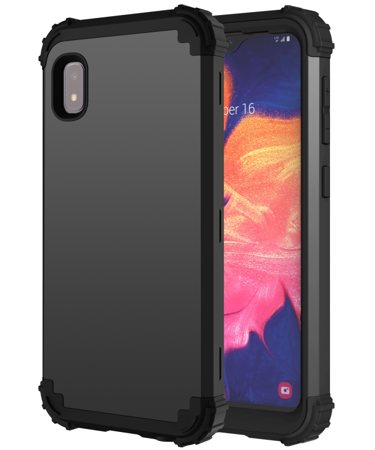

For Samsung Galaxy A11 PC + Silicone Three-piece Shockproof Protection Case(Black)