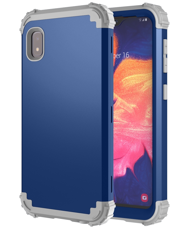 

For Samsung Galaxy A11 PC + Silicone Three-piece Shockproof Protection Case(Blue)