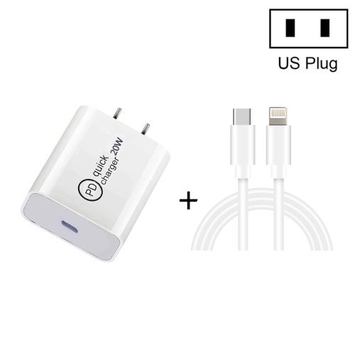 

SDC-20W 2 in 1 PD 20W USB-C / Type-C Travel Charger + 3A PD3.0 USB-C / Type-C to 8 Pin Fast Charge Data Cable Set, Cable Length: 1m, US Plug