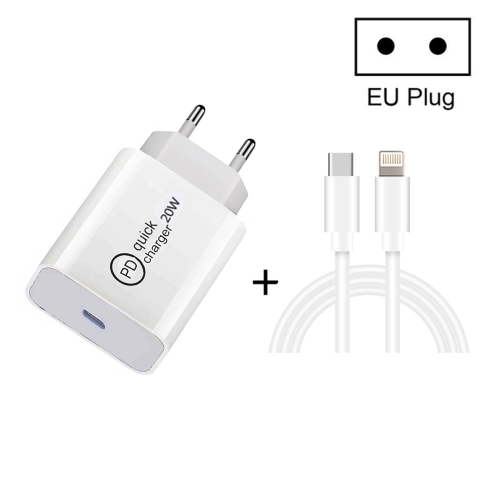 

SDC-20W 2 in 1 PD 20W USB-C / Type-C Travel Charger + 3A PD3.0 USB-C / Type-C to 8 Pin Fast Charge Data Cable Set, Cable Length: 1m, EU Plug