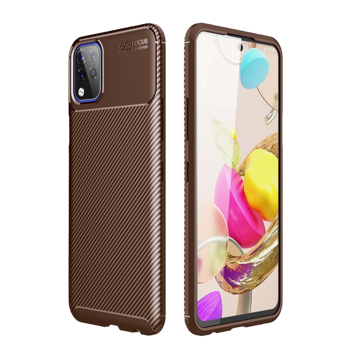 

For LG K42 Carbon Fiber Texture Shockproof TPU Case(Brown)