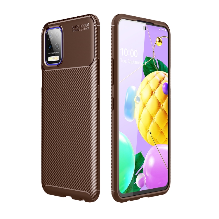 

For LG K52 Carbon Fiber Texture Shockproof TPU Case(Brown)