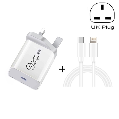 

SDC-20W 2 in 1 PD 20W USB-C / Type-C Travel Charger + 3A PD3.0 USB-C / Type-C to 8 Pin Fast Charge Data Cable Set, Cable Length: 2m, UK Plug