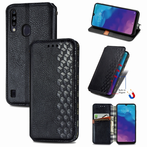 

For ZTE Blade A7 2020 Cubic Grid Pressed Horizontal Flip Magnetic PU Leather Case with Holder & Card Slots & Wallet(Black)