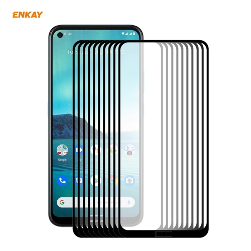 

For Nokia 3.4 10 PCS ENKAY Hat-Prince Full Glue 0.26mm 9H 2.5D Tempered Glass Full Coverage Film