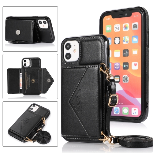 

Multi-functional Cross-body Card Bag TPU+PU Back Cover Case with Holder & Card Slot & Wallet For iPhone 11(Black)