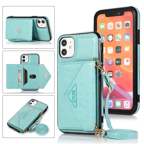 

Multi-functional Cross-body Card Bag TPU+PU Back Cover Case with Holder & Card Slot & Wallet For iPhone 11(Green)