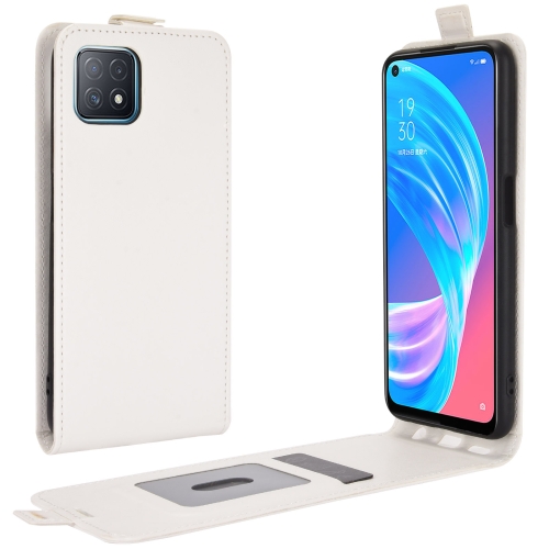 

For OPPO A72 / A73 5G R64 Texture Single Vertical Flip Leather Protective Case with Card Slots & Photo Frame(White)