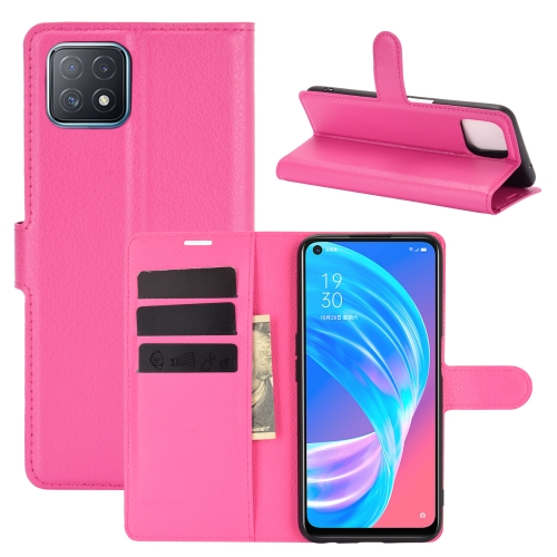 

For OPPO A72 / A73 5G Litchi Texture Horizontal Flip Protective Case with Holder & Card Slots & Wallet(Rose Red)
