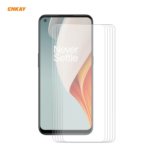 

For OnePlus Nord N100 5 PCS ENKAY Hat-Prince 0.26mm 9H 2.5D Curved Edge Tempered Glass Film