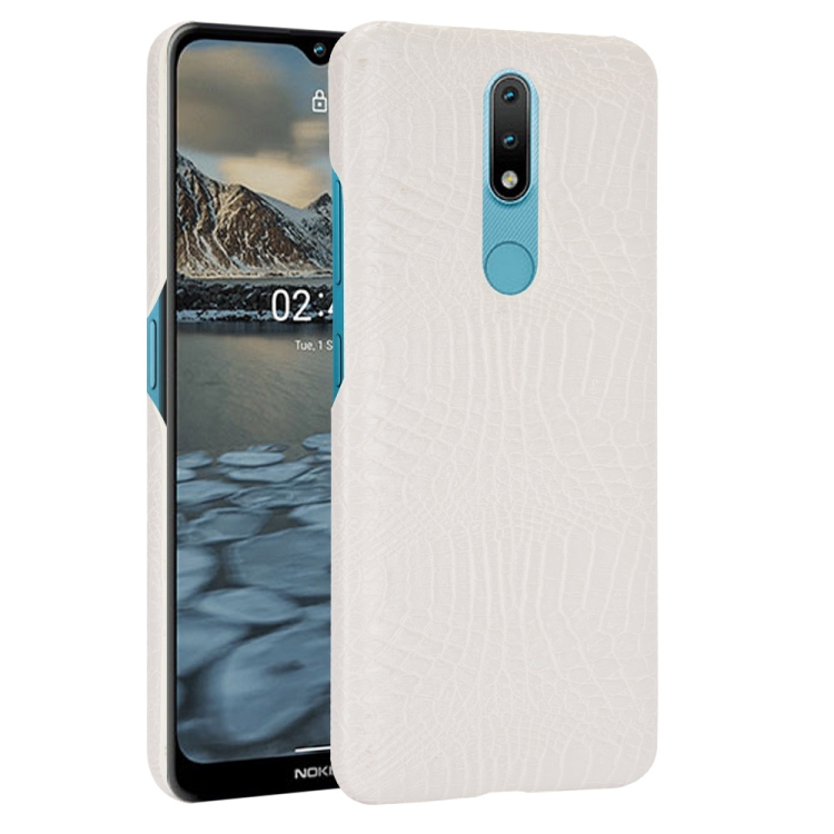 

For Nokia 2.4 Shockproof Crocodile Texture PC + PU Case(White)