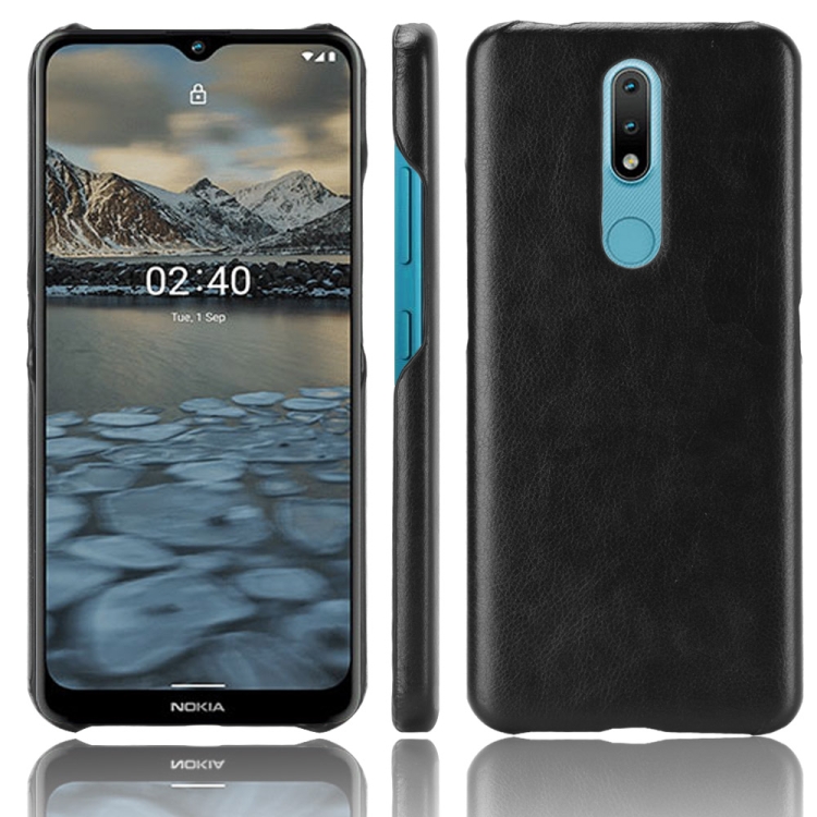 

For Nokia 2.4 Shockproof Litchi Texture PC + PU Case(Black)