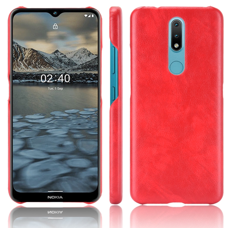 

For Nokia 2.4 Shockproof Litchi Texture PC + PU Case(Red)