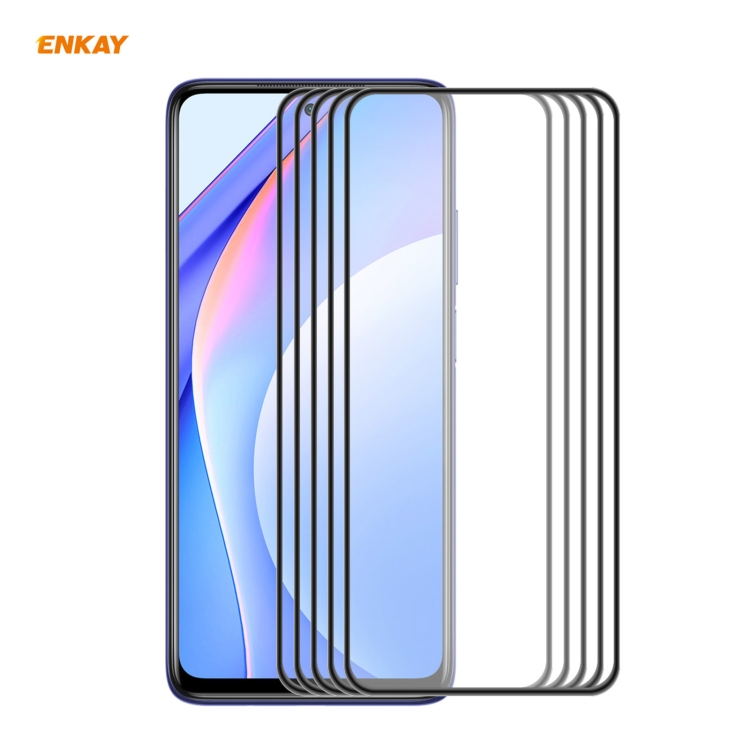 

For Xiaomi 10T Lite 5G 5 PCS ENKAY Hat-Prince Anti-drop Full Glue Tempered Glass Full Screen Film Anti-fall Protector